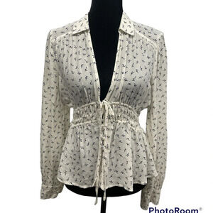 Free People Collette Button down Blouse Top Size Medium